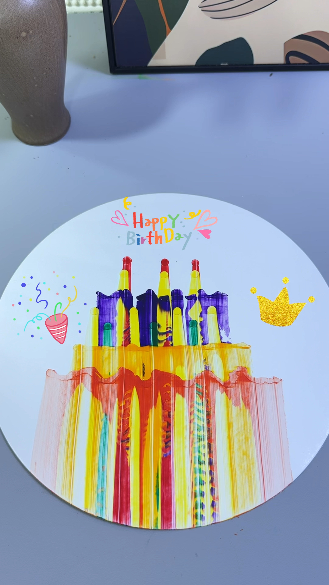 新学的一秒画蛋糕,真的太绝了#幼儿园手工 #一学就会