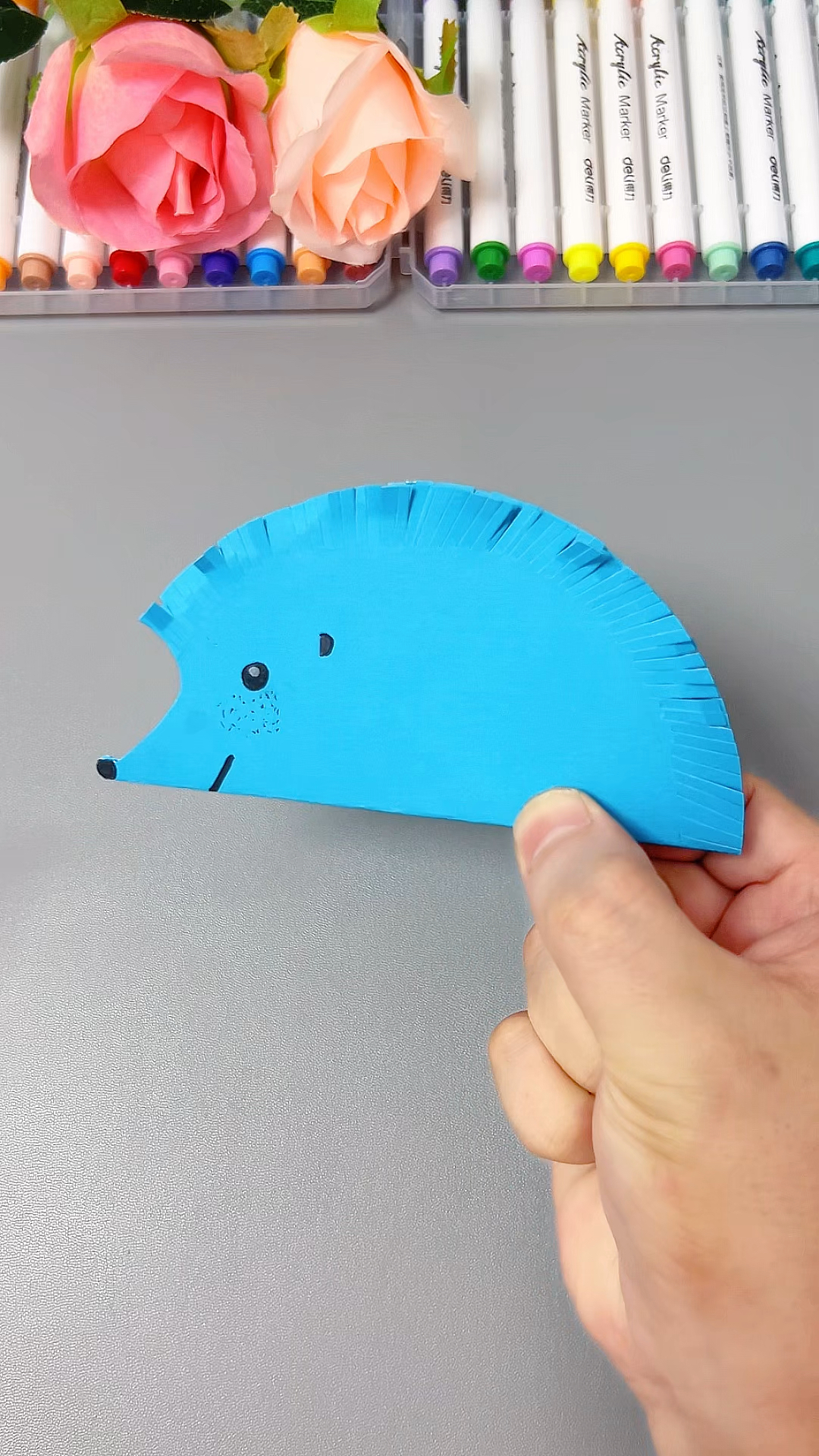 用圆卡纸做小刺猬 #亲子手工 #幼儿园手工 #手工diy