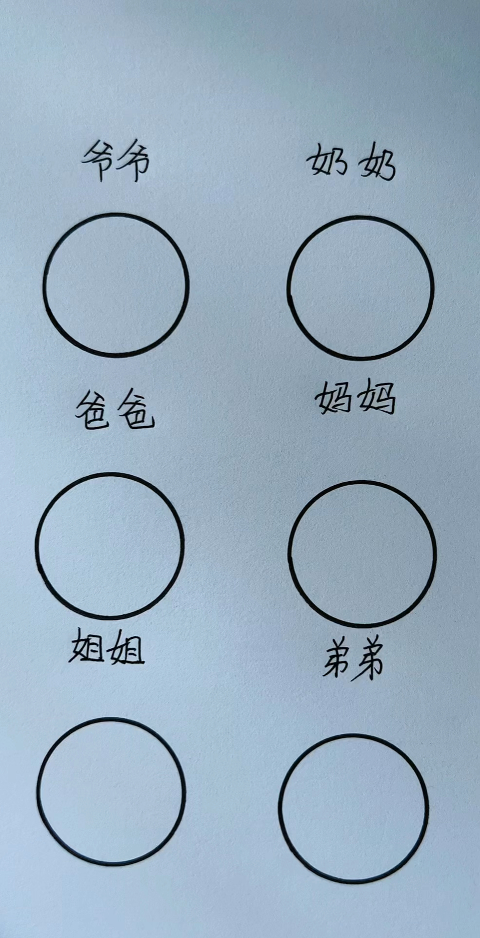 用圆画幸福一家人