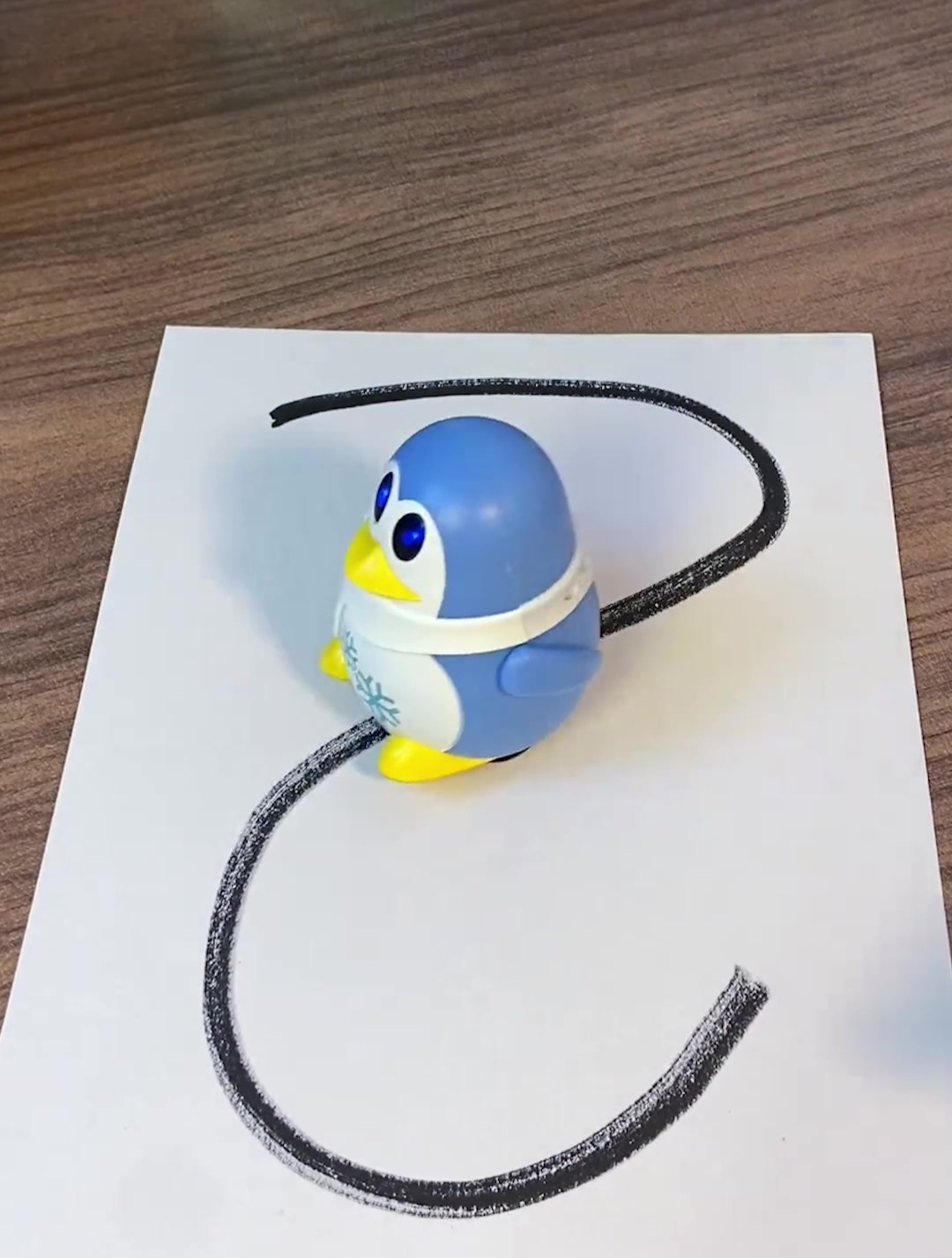 小企鹅跟着线条转了起来