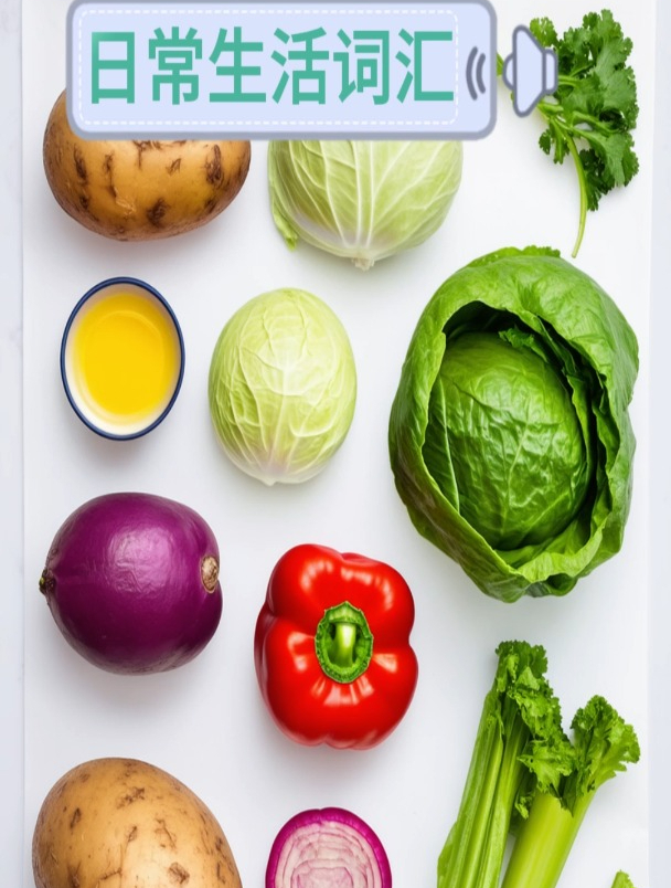 蔬菜英语单词土豆卷心菜芹菜洋葱香菜辣椒英语单词