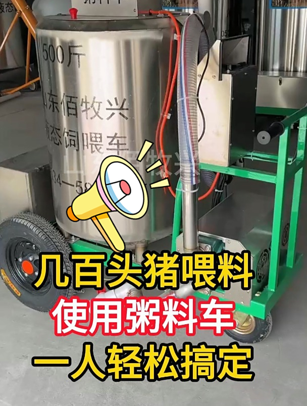 几百头猪使用粥料车轻松喂料