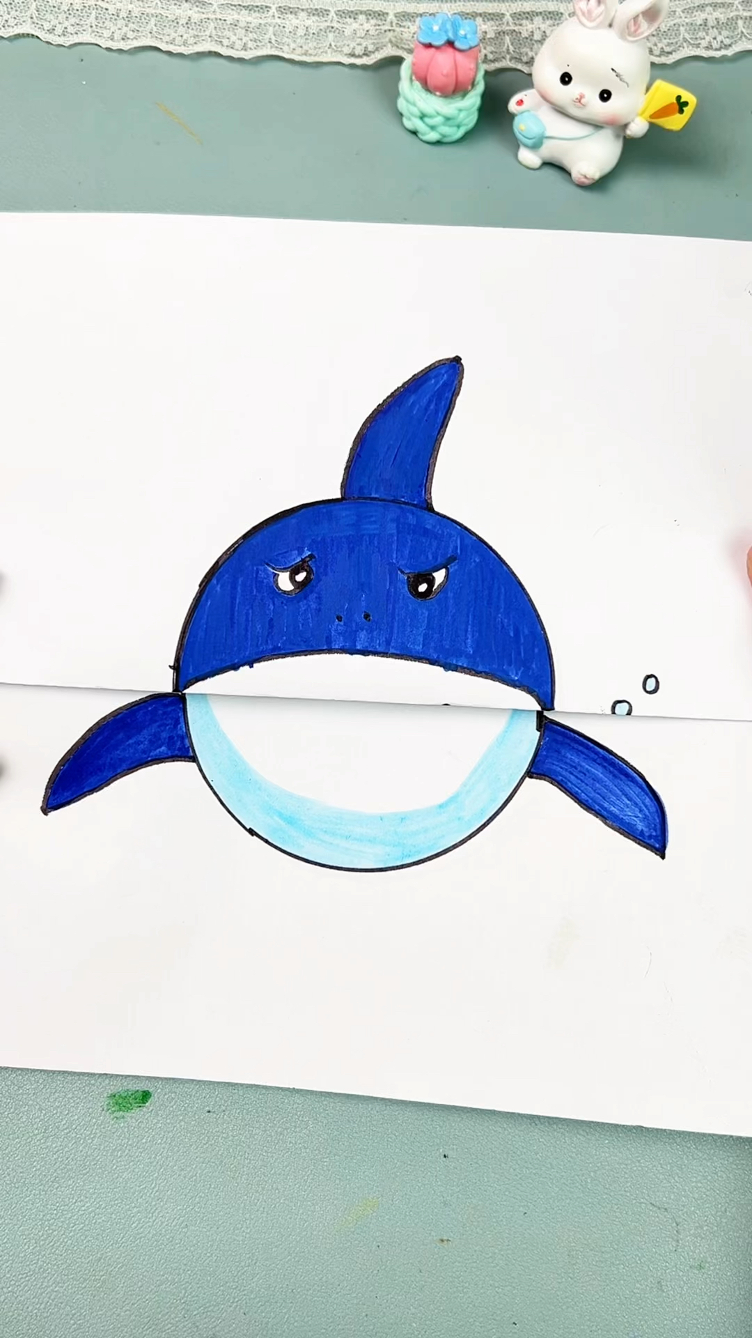 有趣凶猛的大鲨鱼折叠画,简单易学,小朋友们来试试吧 #折叠画