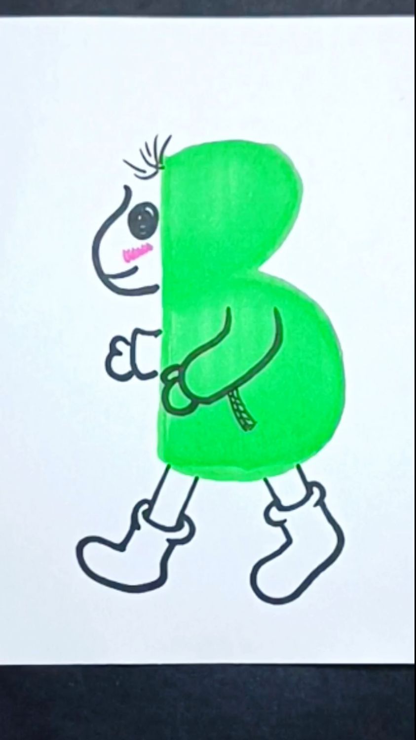 写B画行走的小人简笔画教程