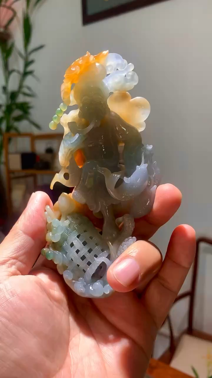 (鱼翁得利、满载而归)大马坎老场口,精美摆件