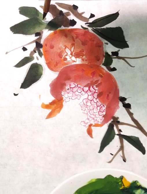 写意石榴画法,几分钟学会