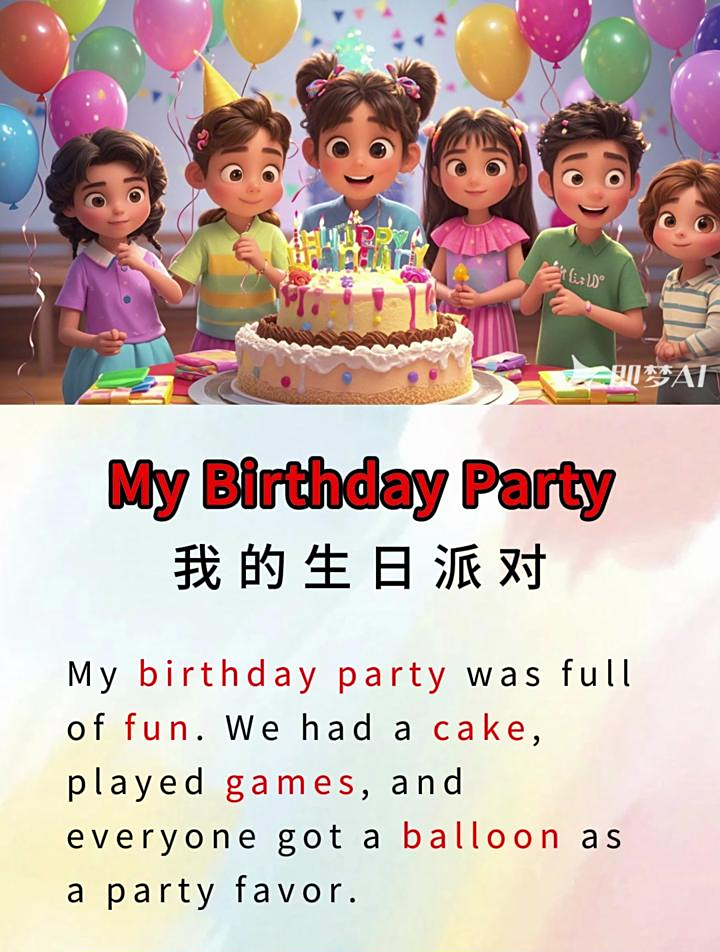 幼儿英语小短文|每日听读:My Birthday Party我的生日派对