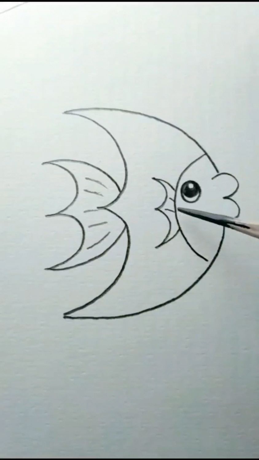 小金鱼简笔画,有手都能学会