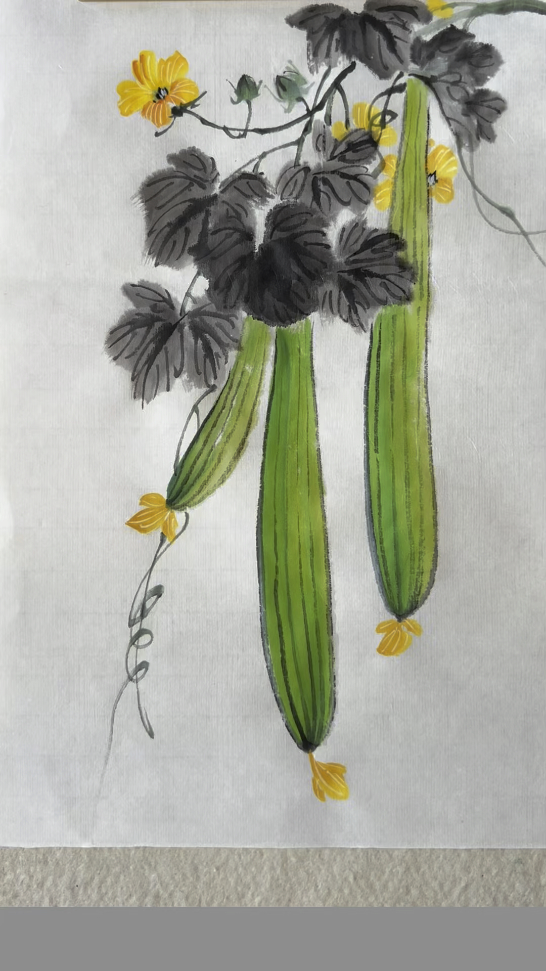 国画写意丝瓜的画法