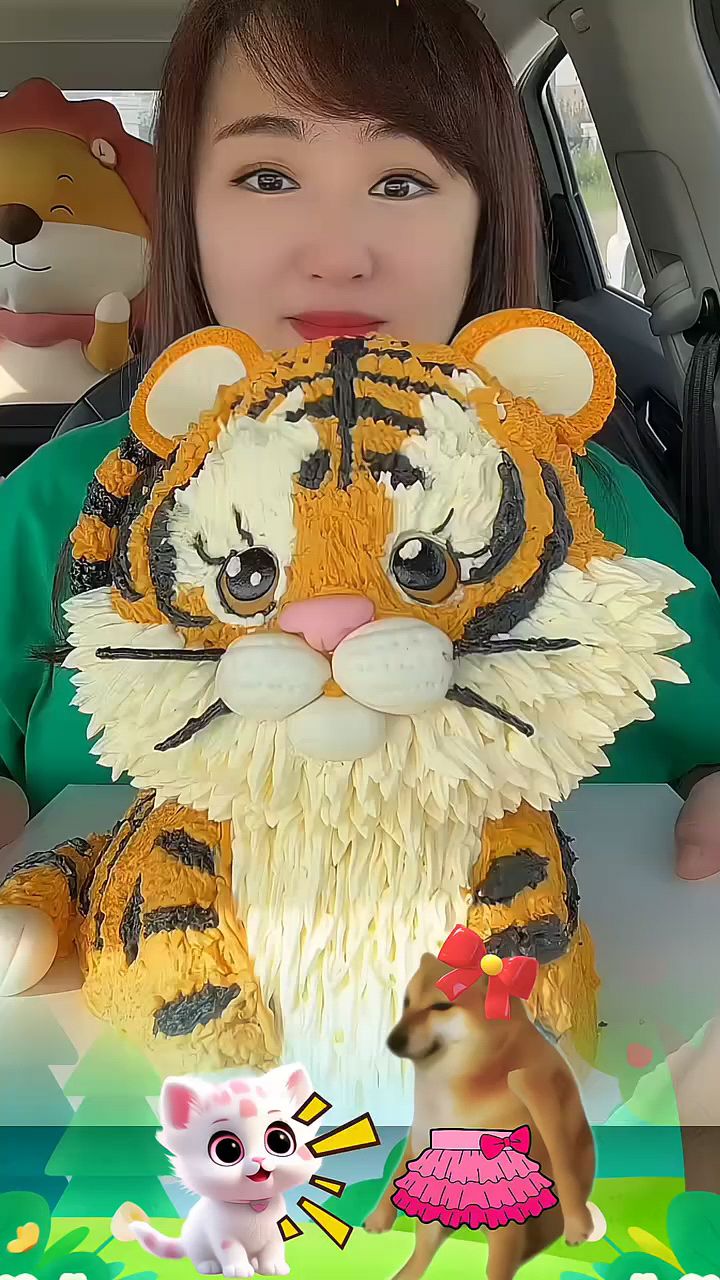 小姐姐吃了老虎蛋糕