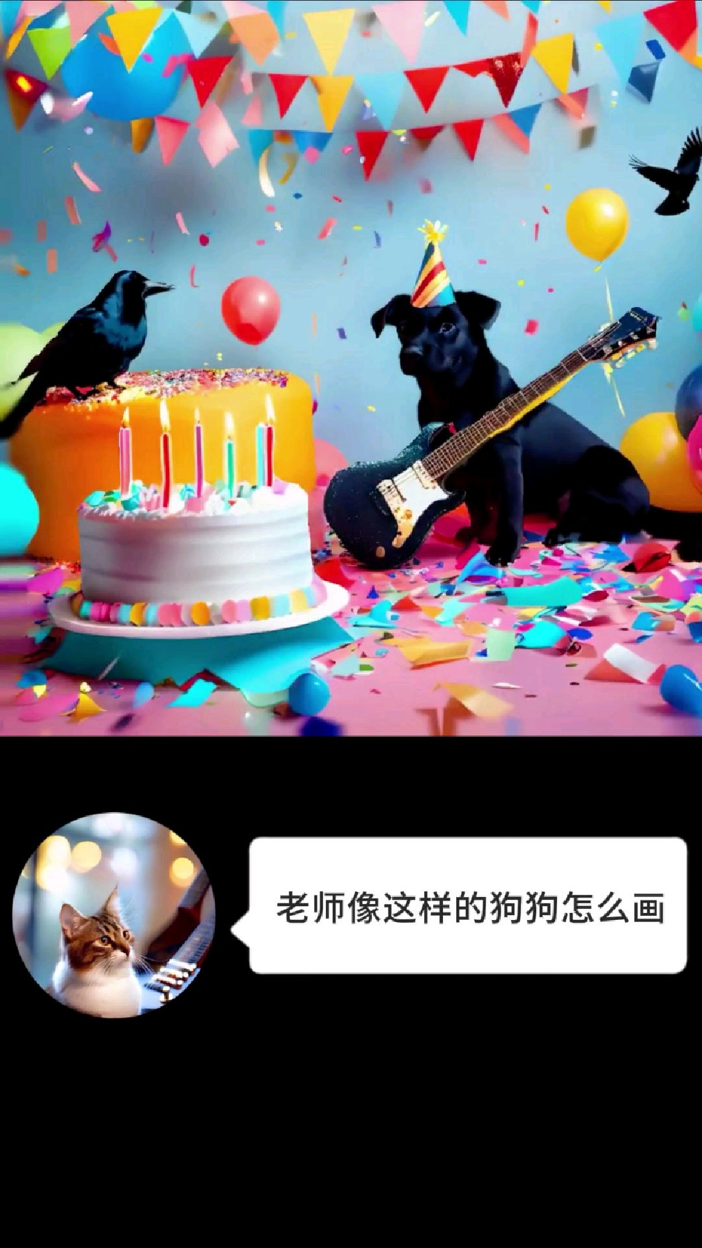 暑期AI绘画课:小黑狗过生日怎么画?