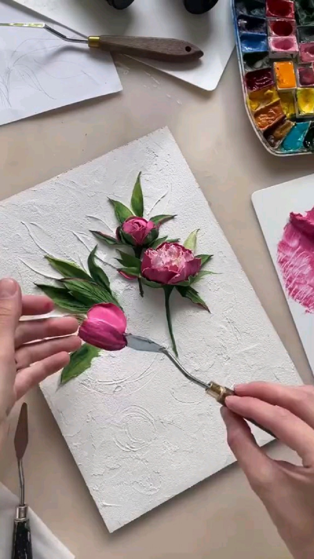 用裱花技术画花卉油画