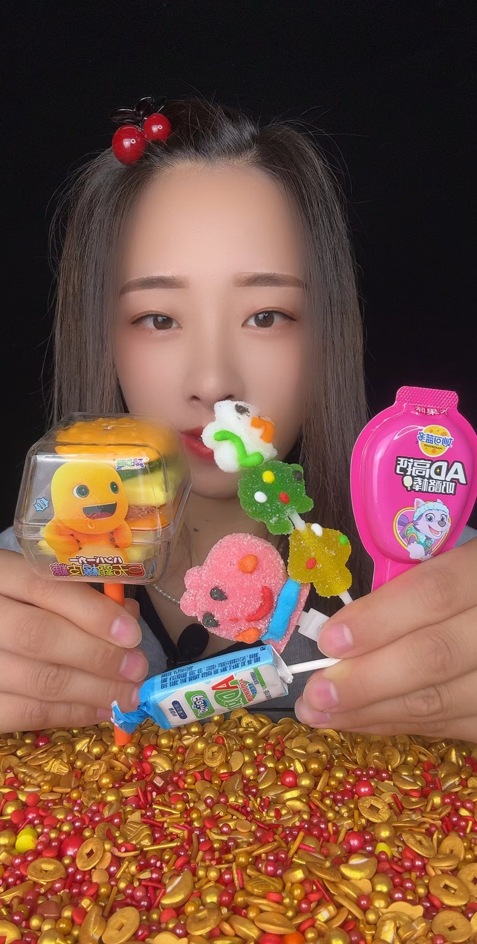 奶龙汉堡糖,串串造型软糖