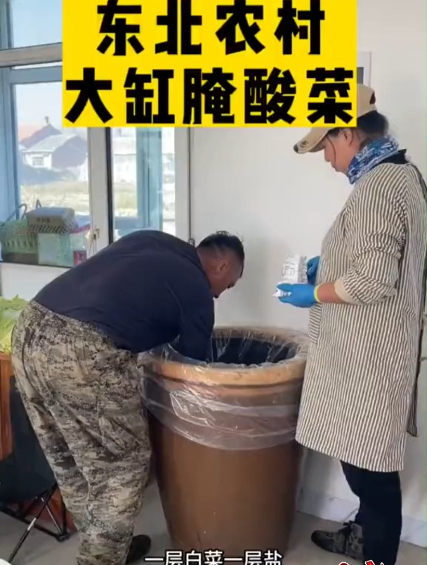 东北老铁腌大缸酸菜的小方法,过冬和明年的酸菜都有了
