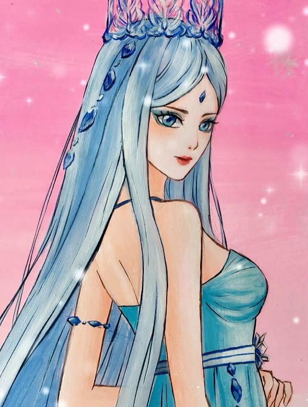 一口气画完的冰公主,大家看看我有没有翻车?