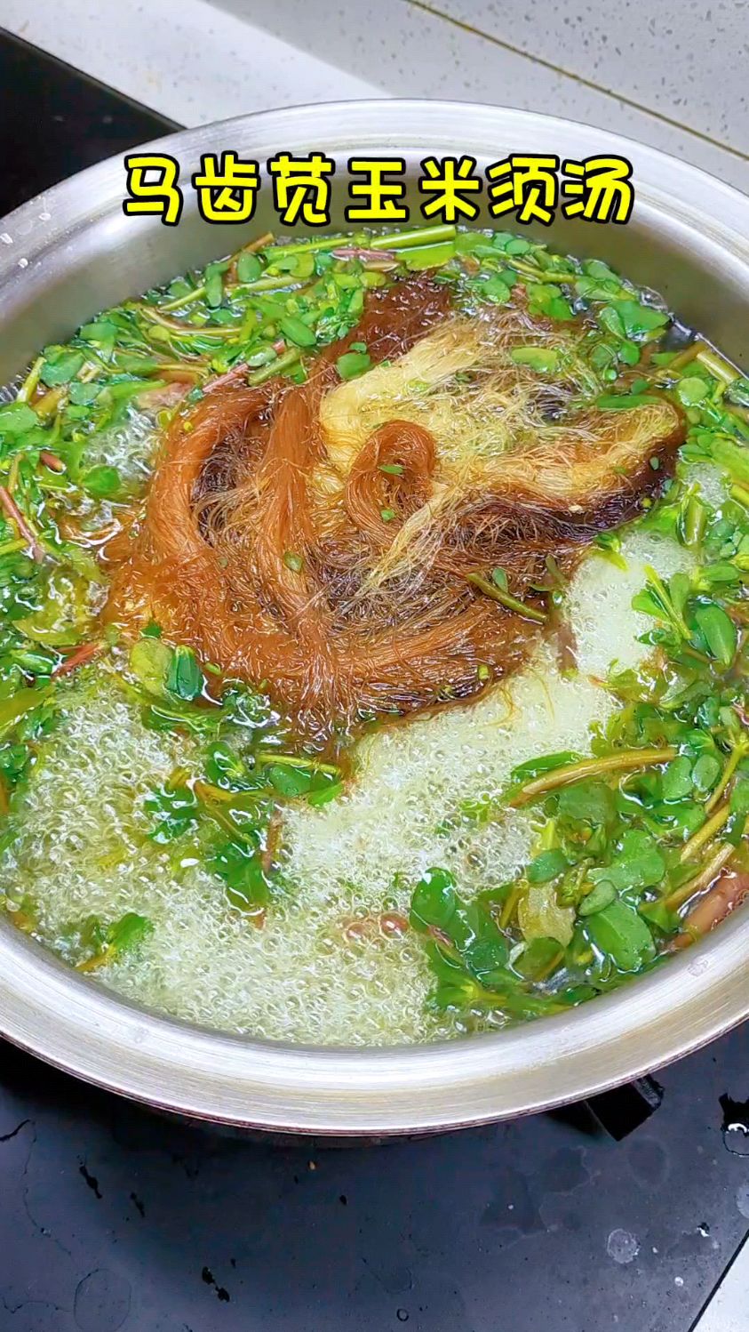 注意看,把马齿苋和玉米须,上锅煮一煮,#马齿苋玉米须汤,#美食#老祖宗的智慧