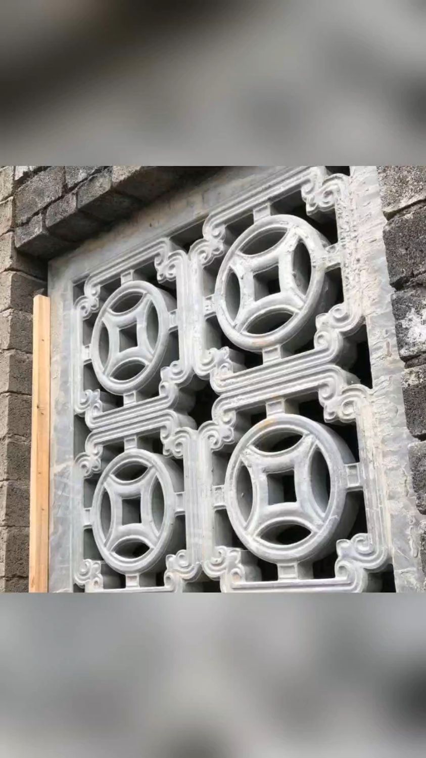 青石石雕镂空花窗