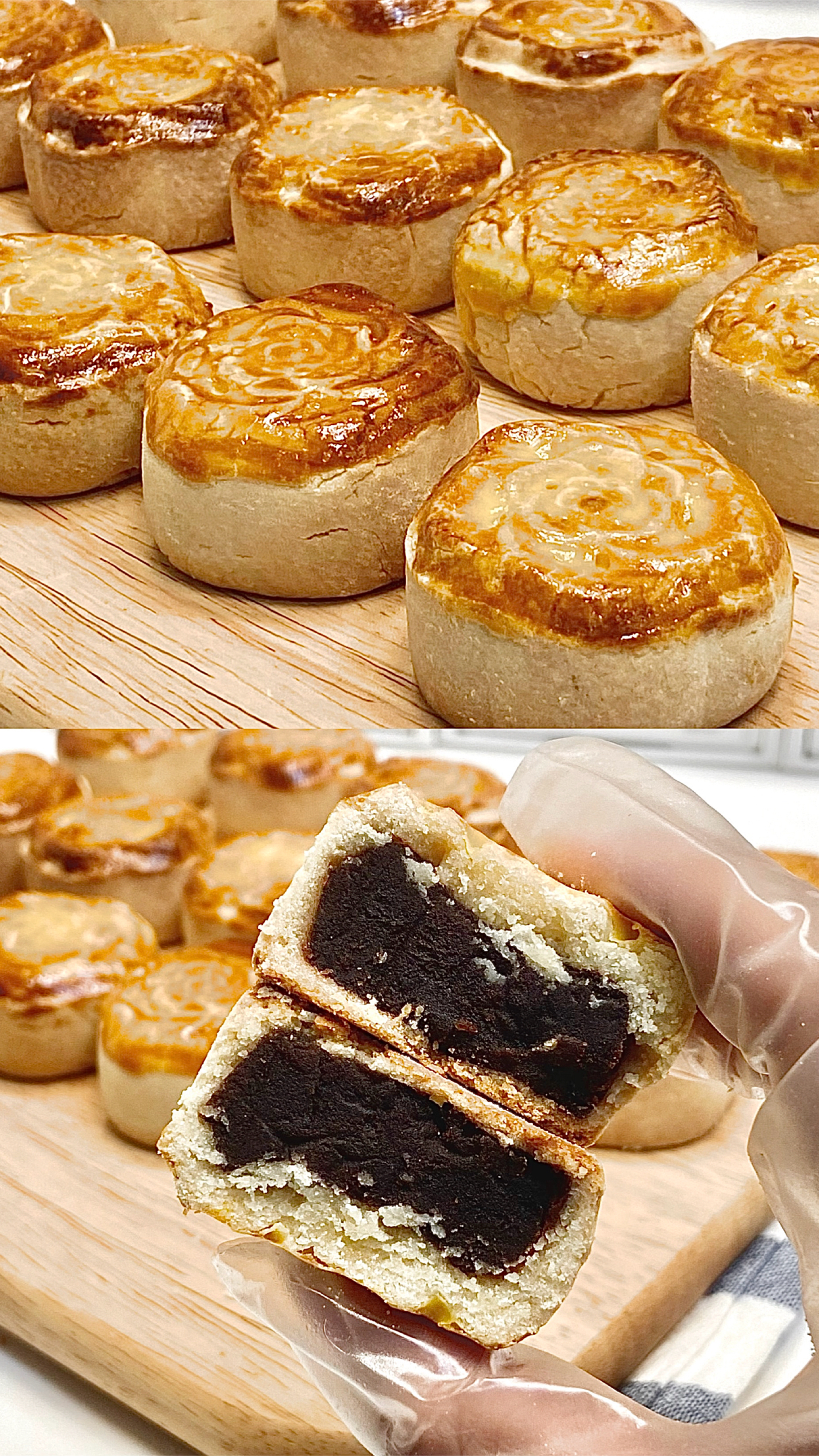 烘焙|奶酥皮豆沙月饼,口感浓郁又好吃,还不用回油