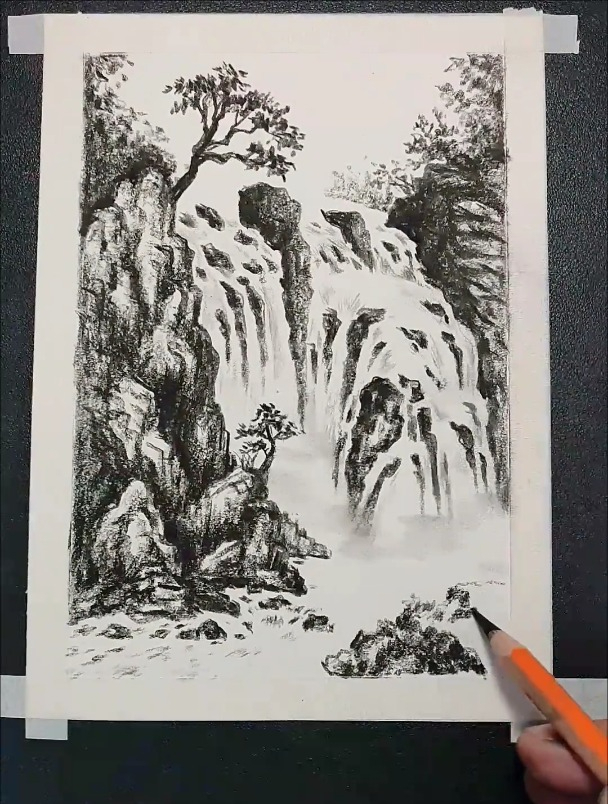 瀑布的画法,你学会了吗?