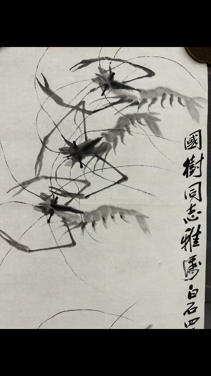 齐良迟先生(齐白石四子)《虾》代表作104x34cm大家感觉画得如何