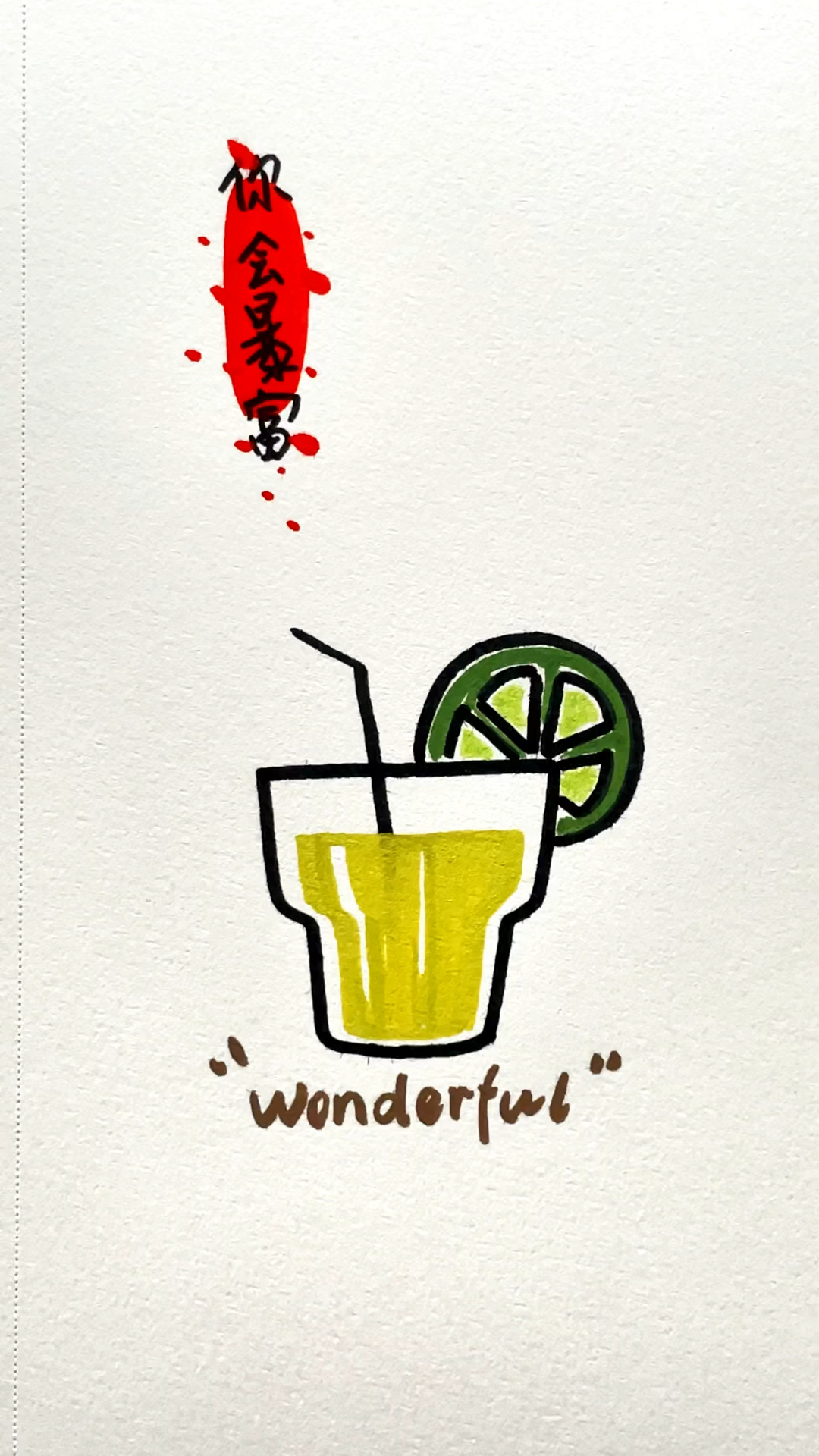 帮大家柠檬茶加点冰,没事加点薪～零基础学画画柠檬茶简笔画