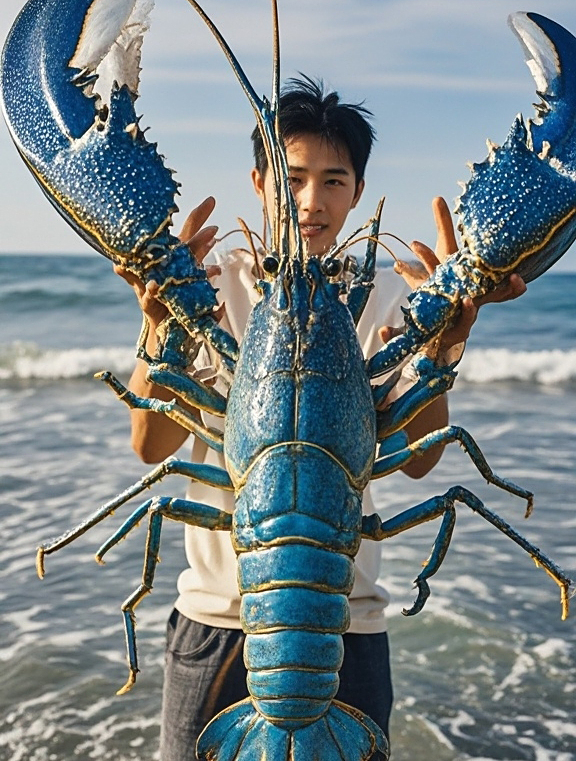 渔民赶海,捕获“蓝色大龙虾”,个头大!这能吃吗?我怕中毒!