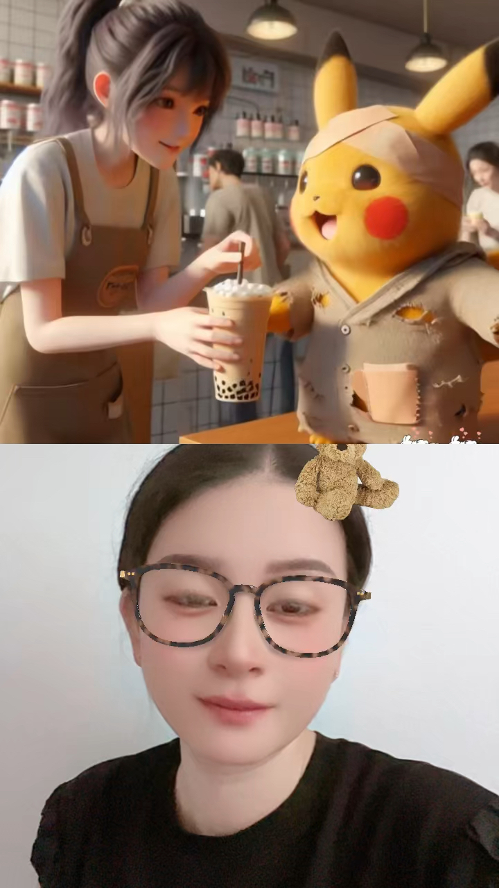 皮卡丘不小心把奶茶洒地上了