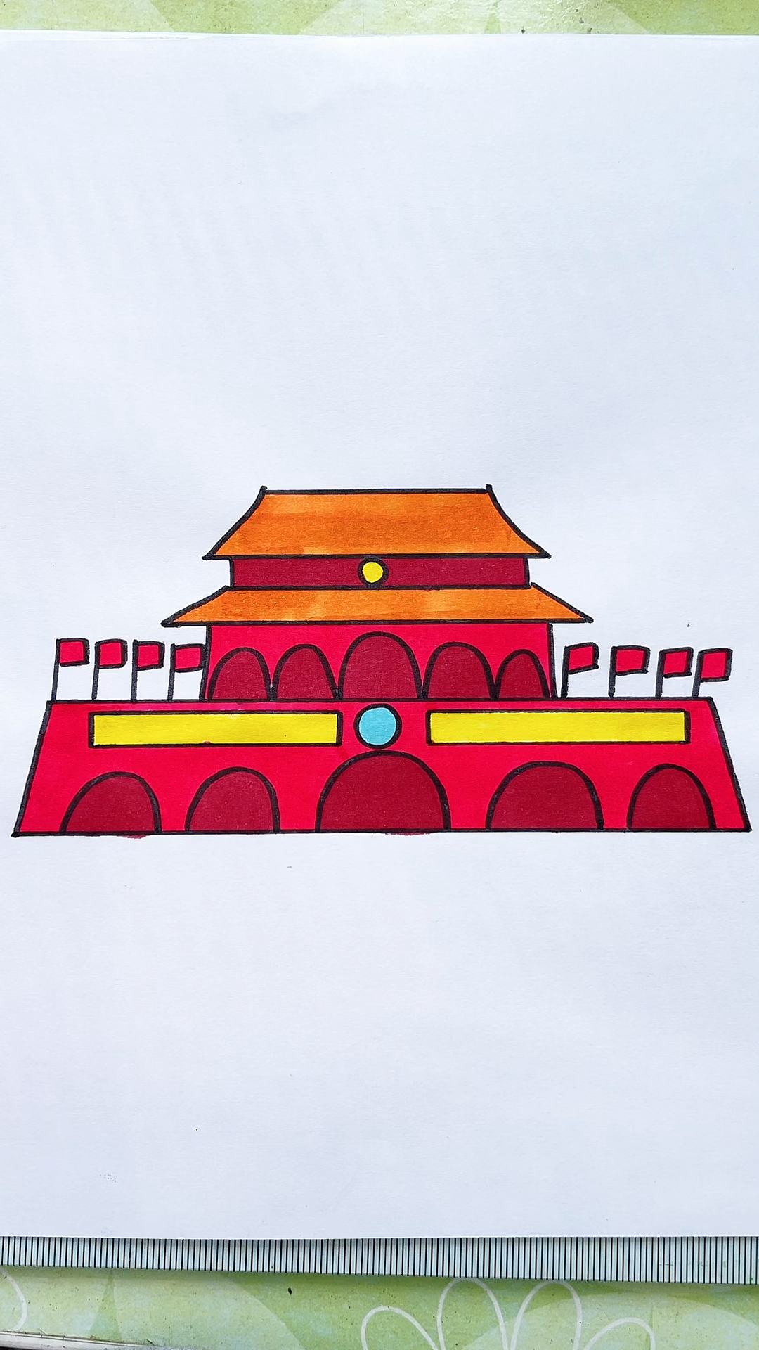 国庆节来一起学画天安门简笔画,这样画简单又好看