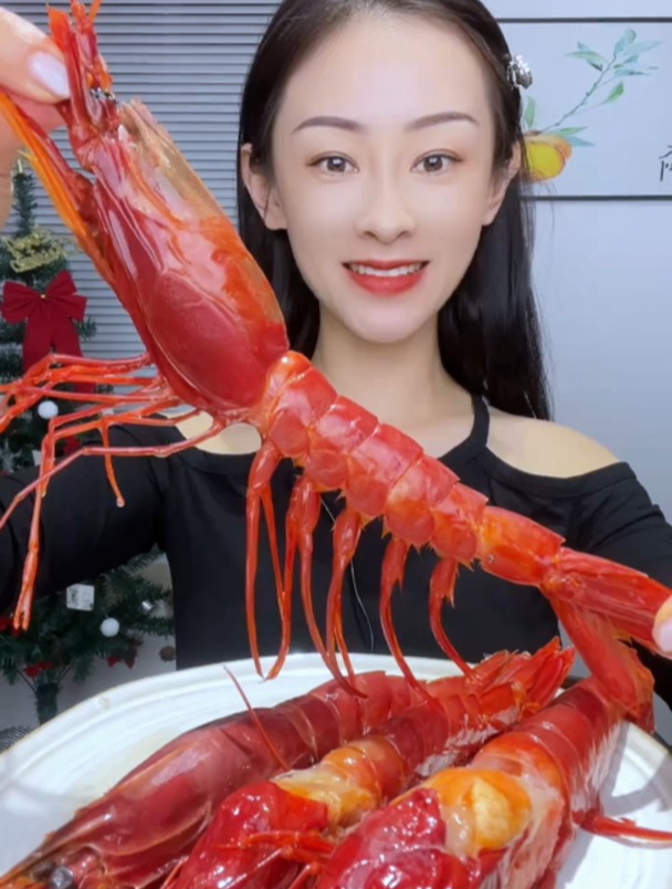 超大红魔虾刺身,虾脑超大