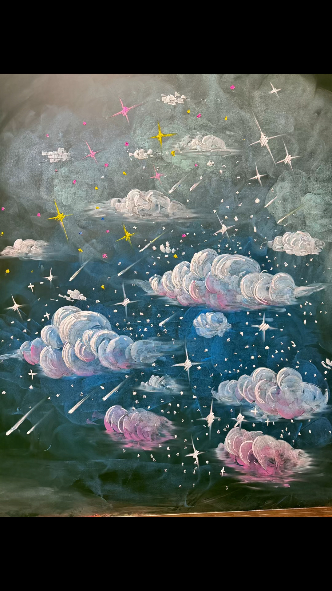 美丽的天空云粉笔画黑板报分享～#手抄报#黑板报#学校#