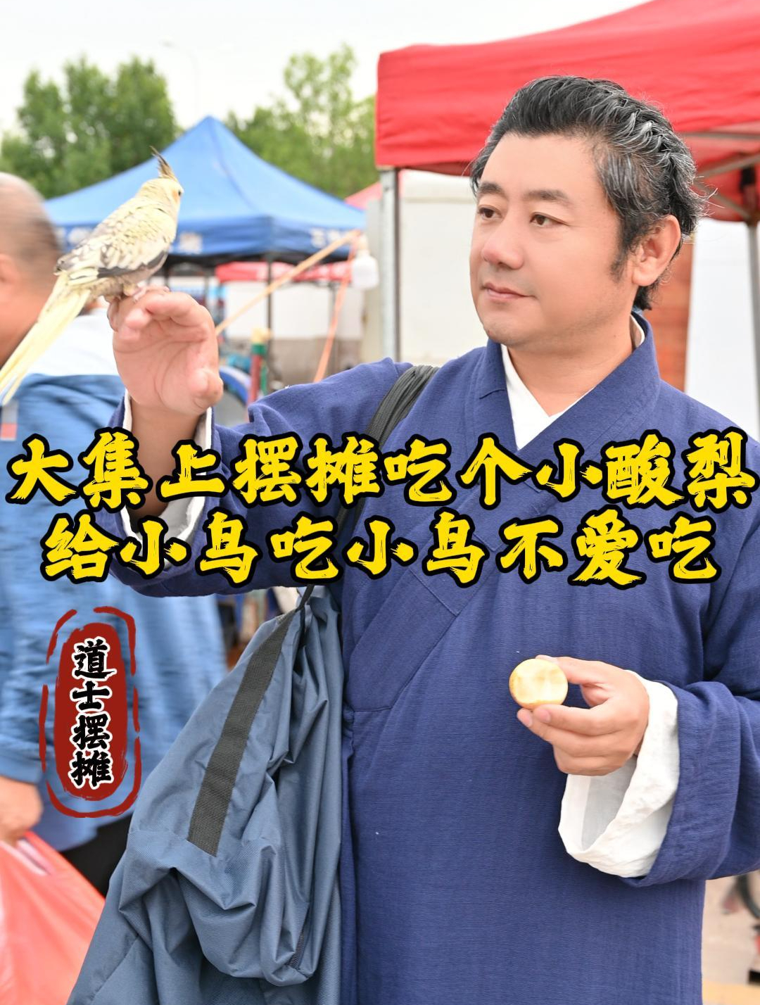 道士摆摊:手绘国画,寿星老人乐淘淘,背负仙鹿步云霄