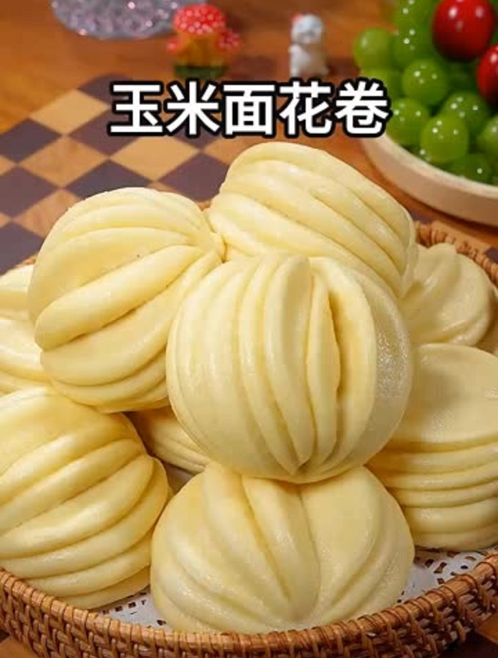 玉米面花卷,面食分享