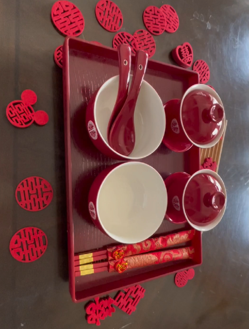 家人们,红色敬酒茶杯碗筷套装陪嫁用品大全