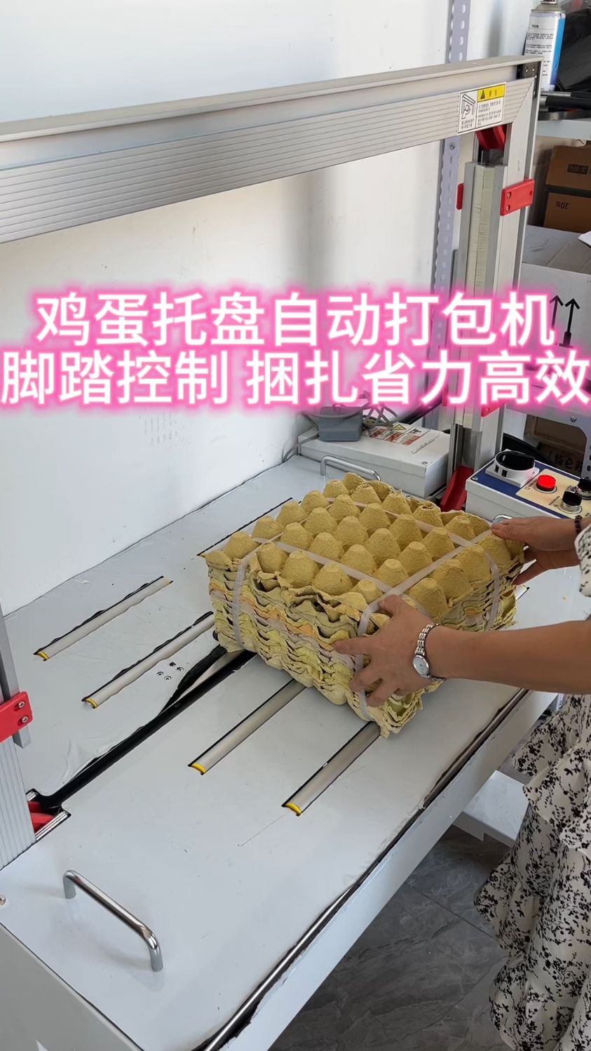 鸡蛋拖盘自动捆扎打包机