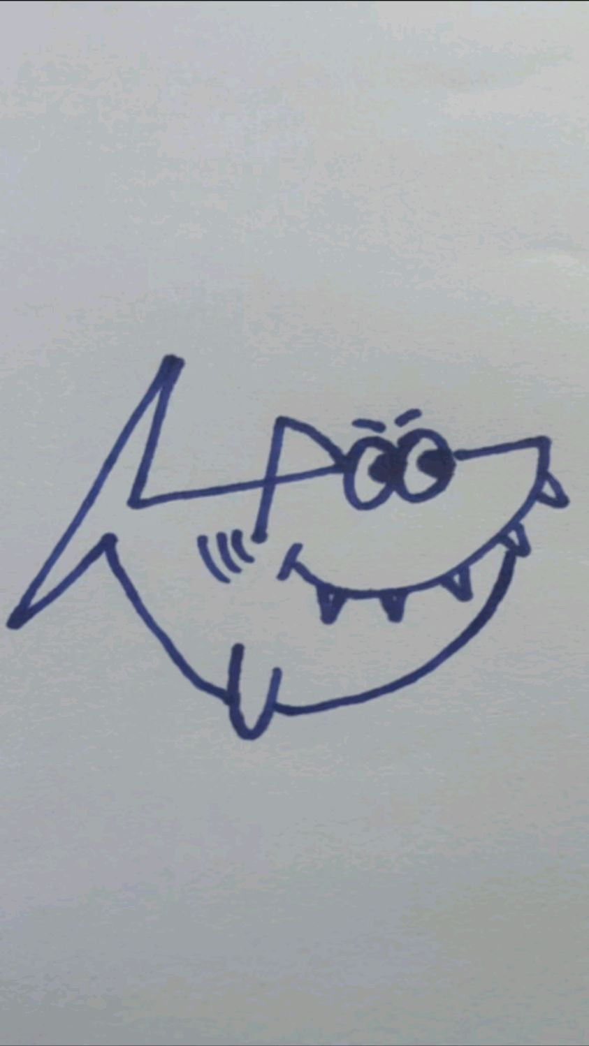 数字4画鲨鱼,超级简单啦