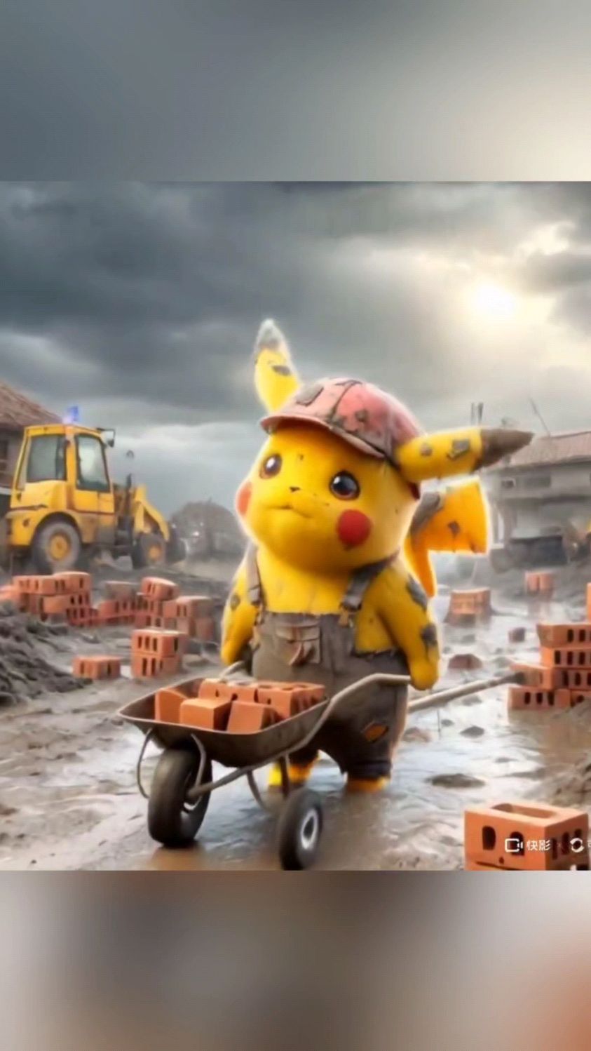 皮卡丘通过自己努力工作,吃到了梦寐以求的奶油蛋糕