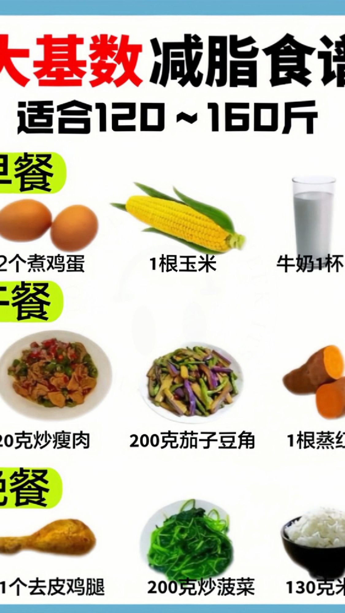 大基数一日三餐减脂餐食谱,会吃才会瘦