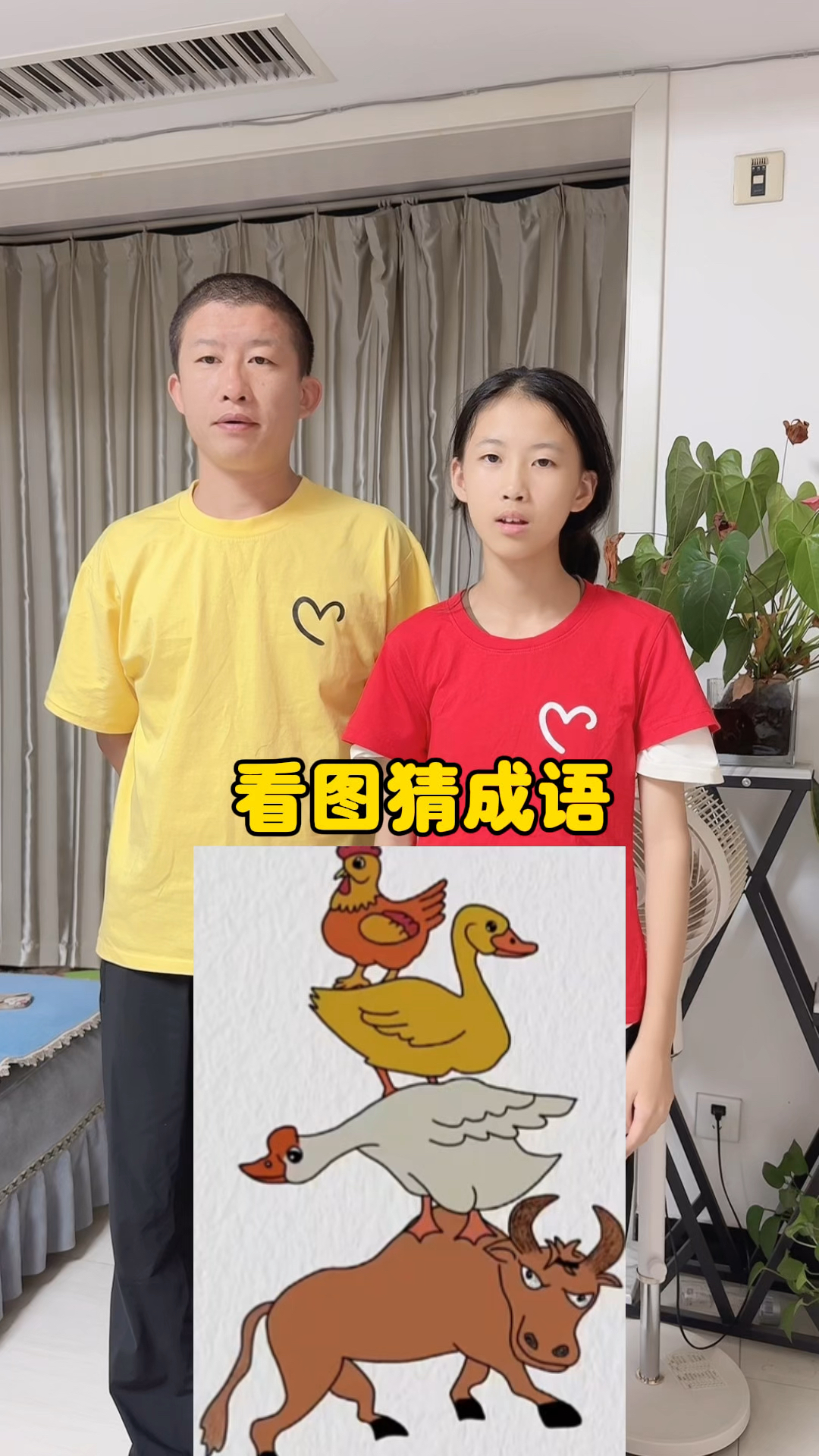 看图猜成语,鸡鸭群雄不对吗?