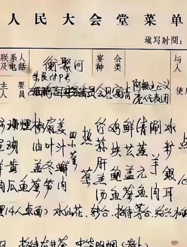 1982年人民大会堂的菜单,这是在欢迎阿根廷代表团的宴会上……