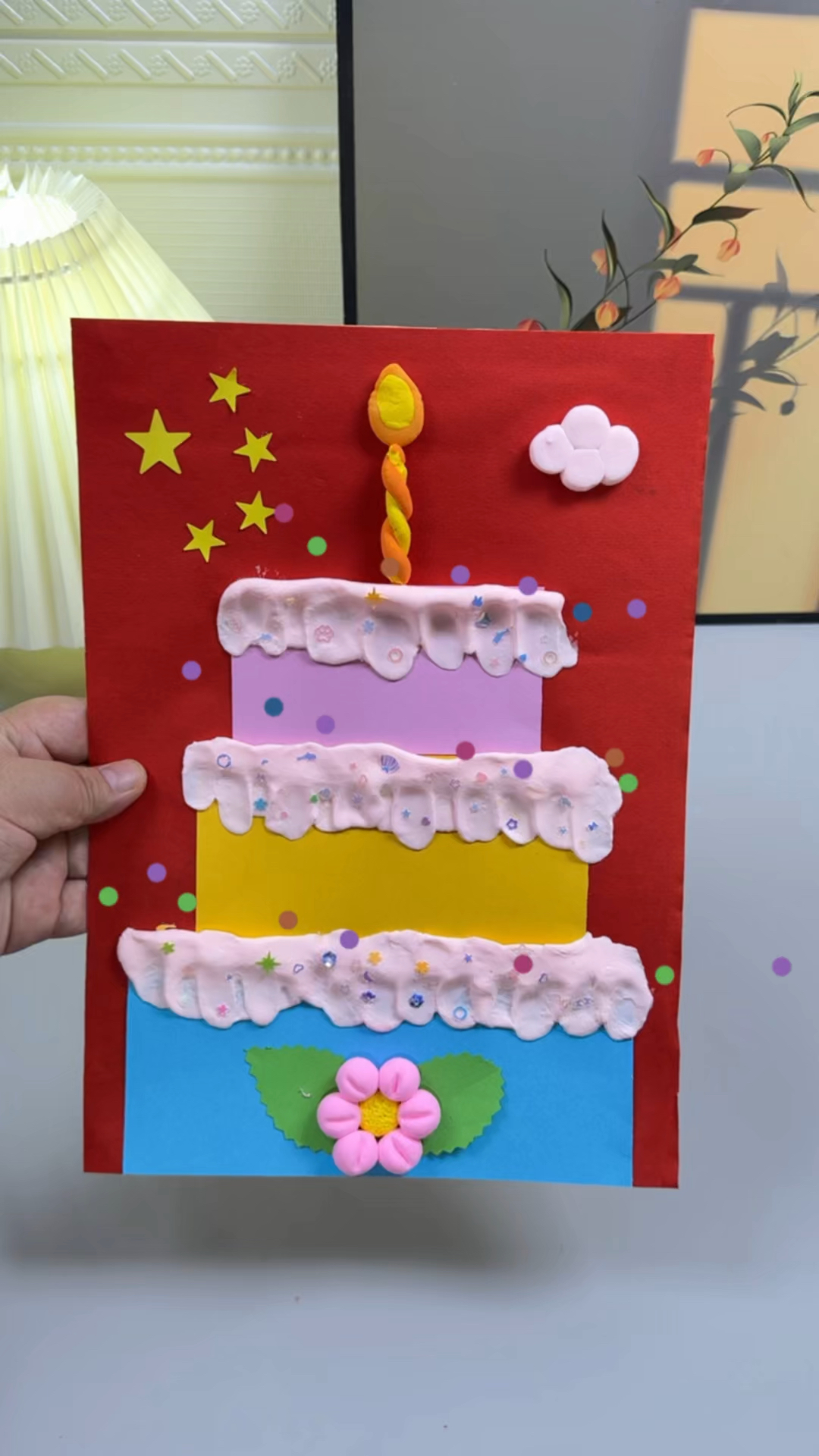 马上国庆了,用超轻粘土做一个蛋糕,庆祝祖国母亲生日快乐