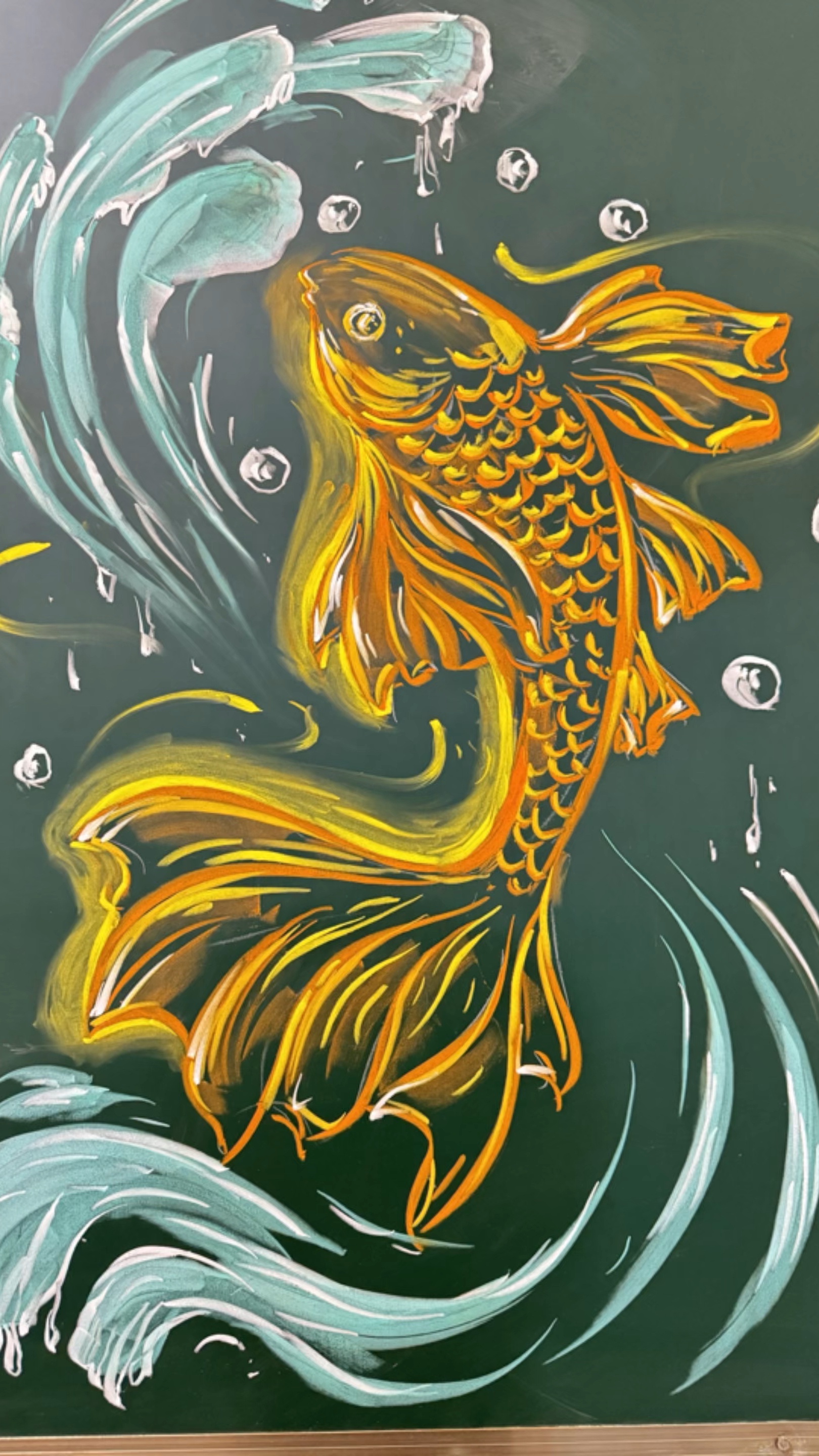 来画个鱼吧,粉笔画黑板报分享～