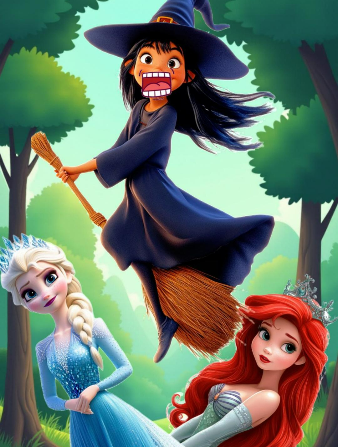 艾莎和美人鱼的奶奶进行PK