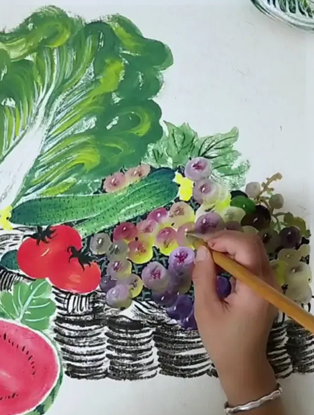 秋来瓜果收满筐 手绘国画作品