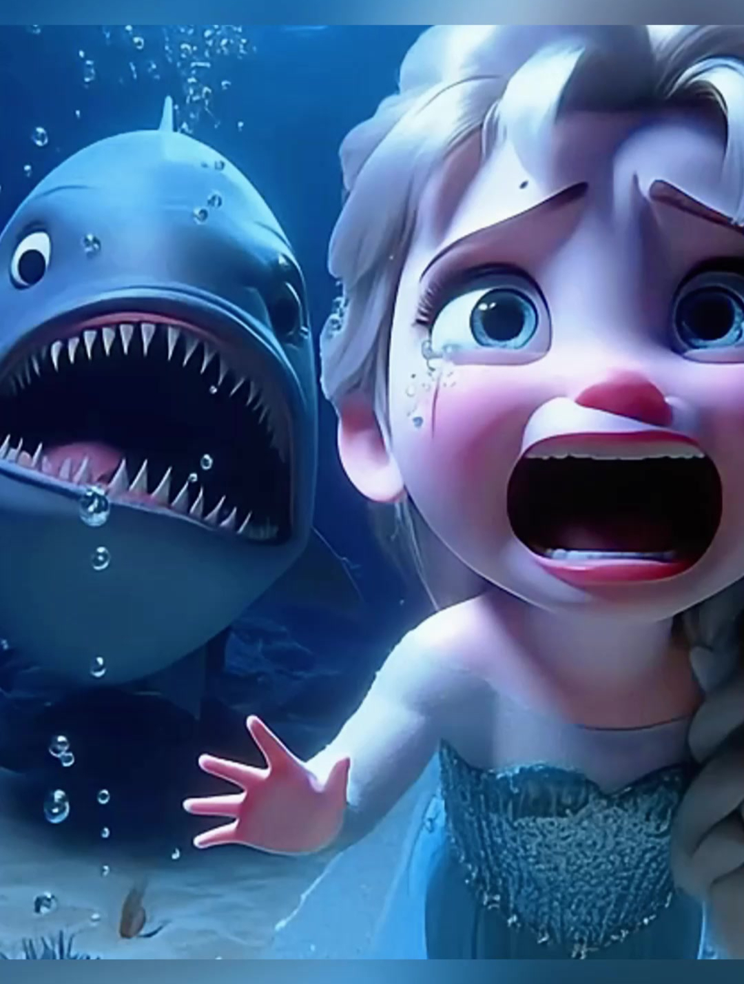 小艾莎去深海潜水,结果遇到了大丑鱼!