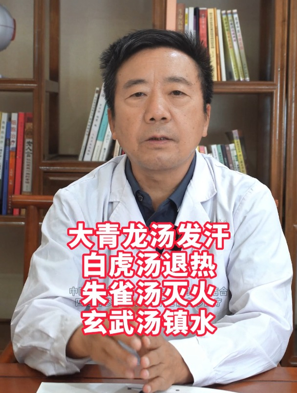 四大神兽汤,大青龙汤发汗,白虎汤退热,朱雀汤灭火,玄武汤镇水