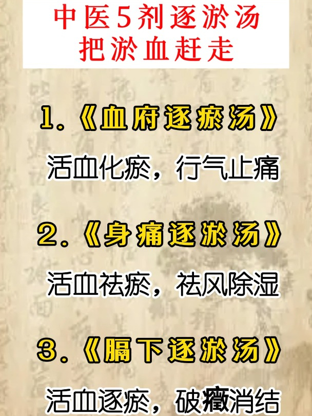 中医5剂逐淤汤,把淤血赶走