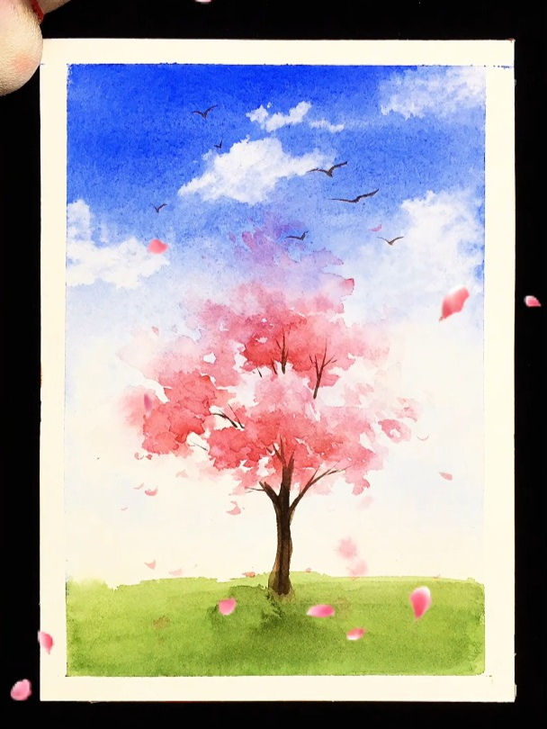 超级简单的手绘樱花树,画渣可以看过来噜