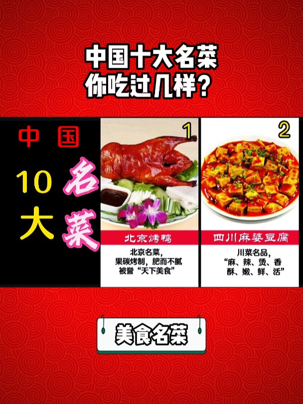 中国十大名菜你吃过几样?