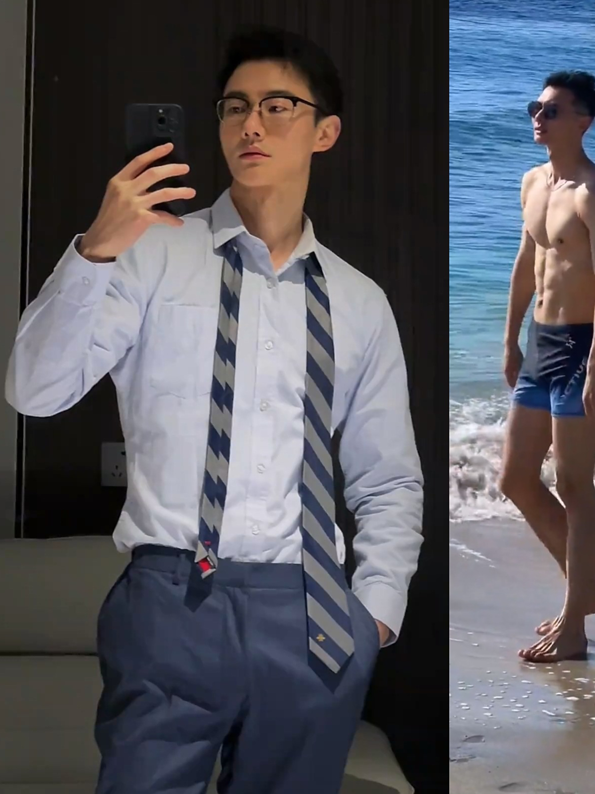 穿西服的肌肉男生