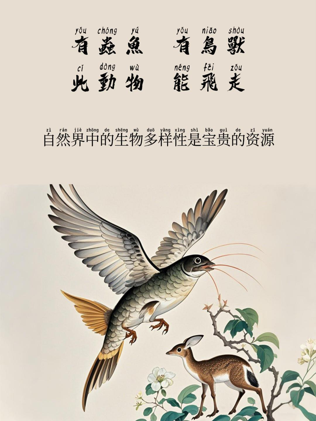 三字经|有虫鱼,有鸟兽。此动物,能飞走
